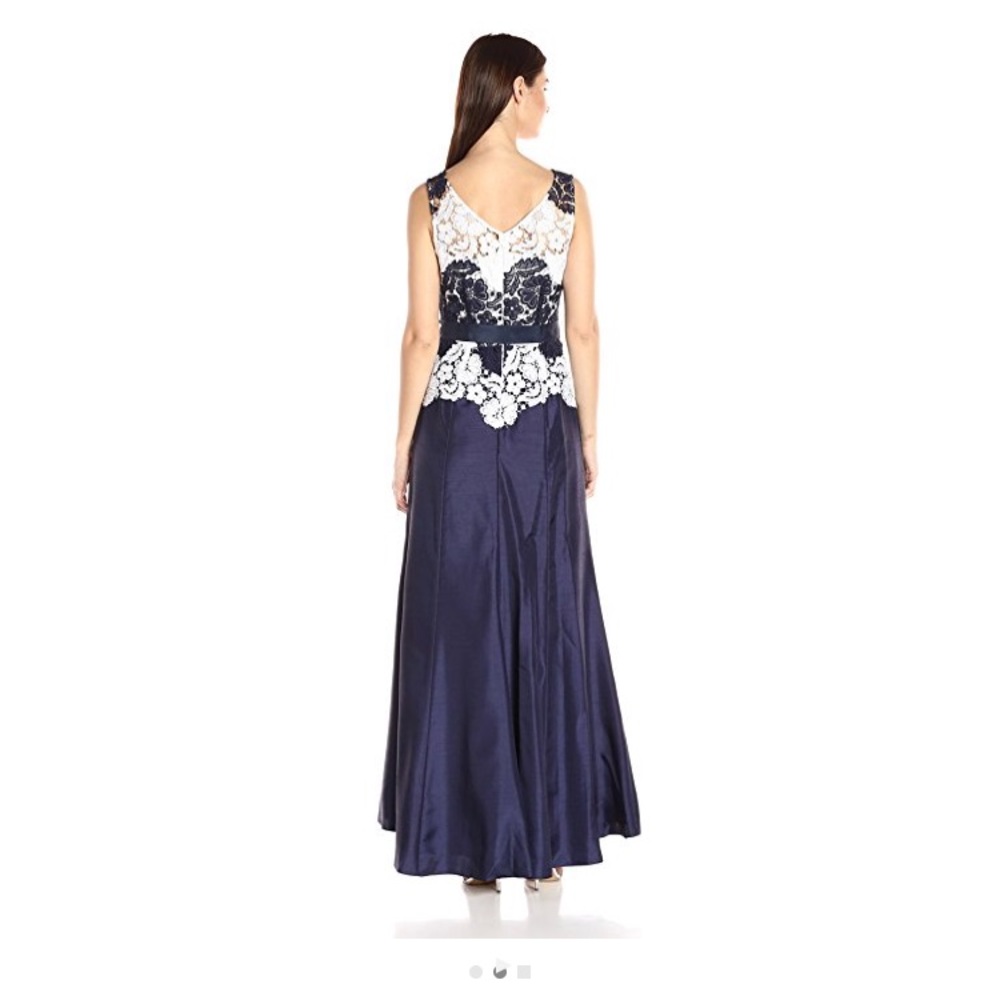 Navy and White Lace Formal Dress - Picture 2 of 4